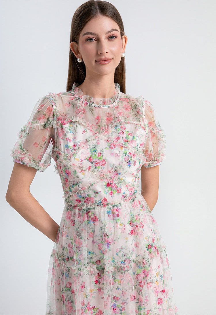 Floral Tulle Midi Dress