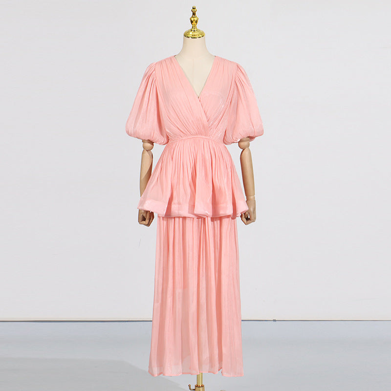 Retro Ruffle Elegance Maxi Dress – Summer Feminine Charm