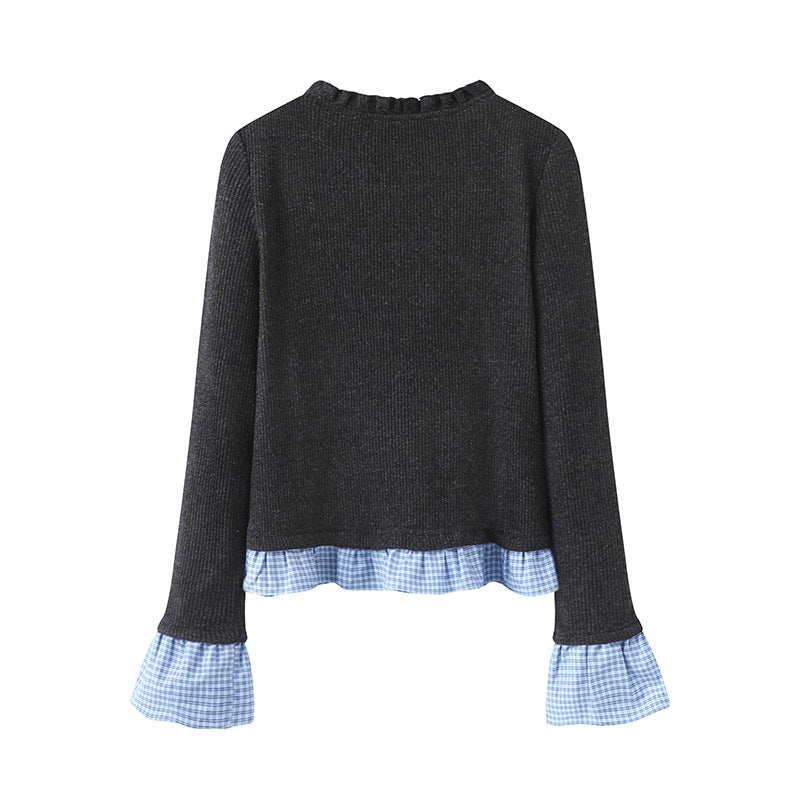 Slim Fit Knit Top with Flared Cuff Details – Long Sleeve Elegance