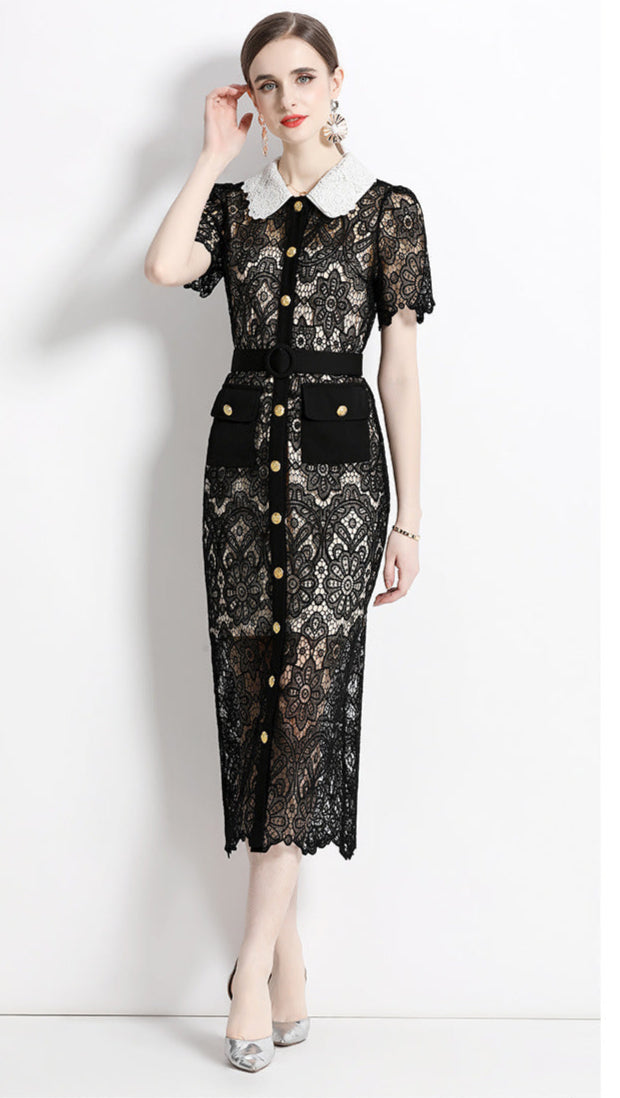 Lace Elegance Slim Fit Midi Dress