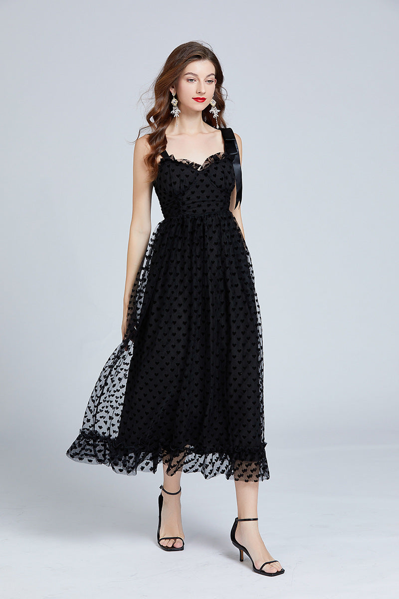 Love Dots Ruffled Maxi Dress – Adjustable Straps