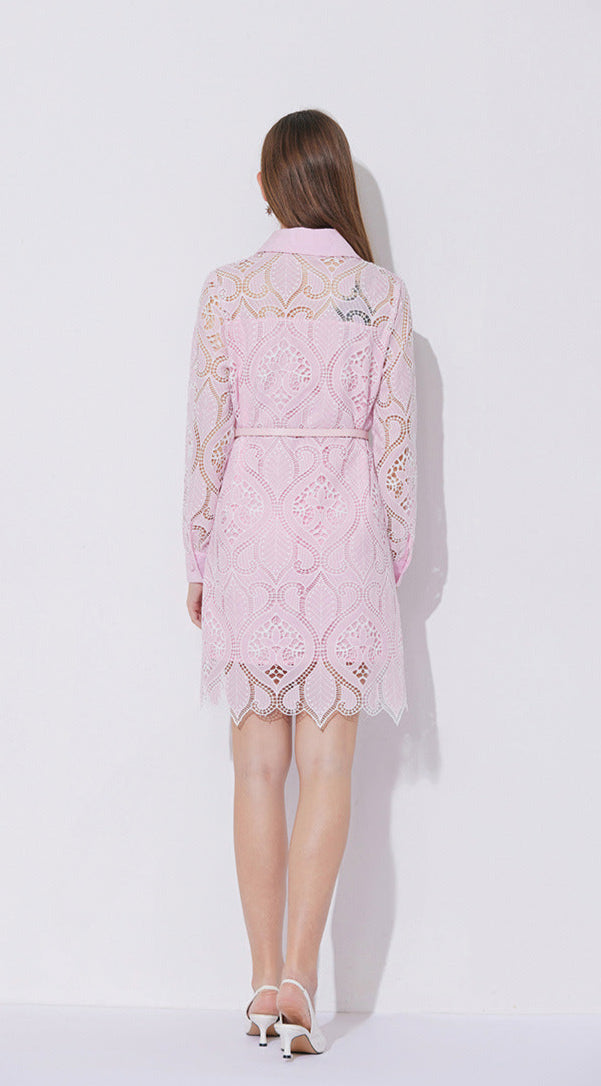 Modern Lace Polo Collar Dress