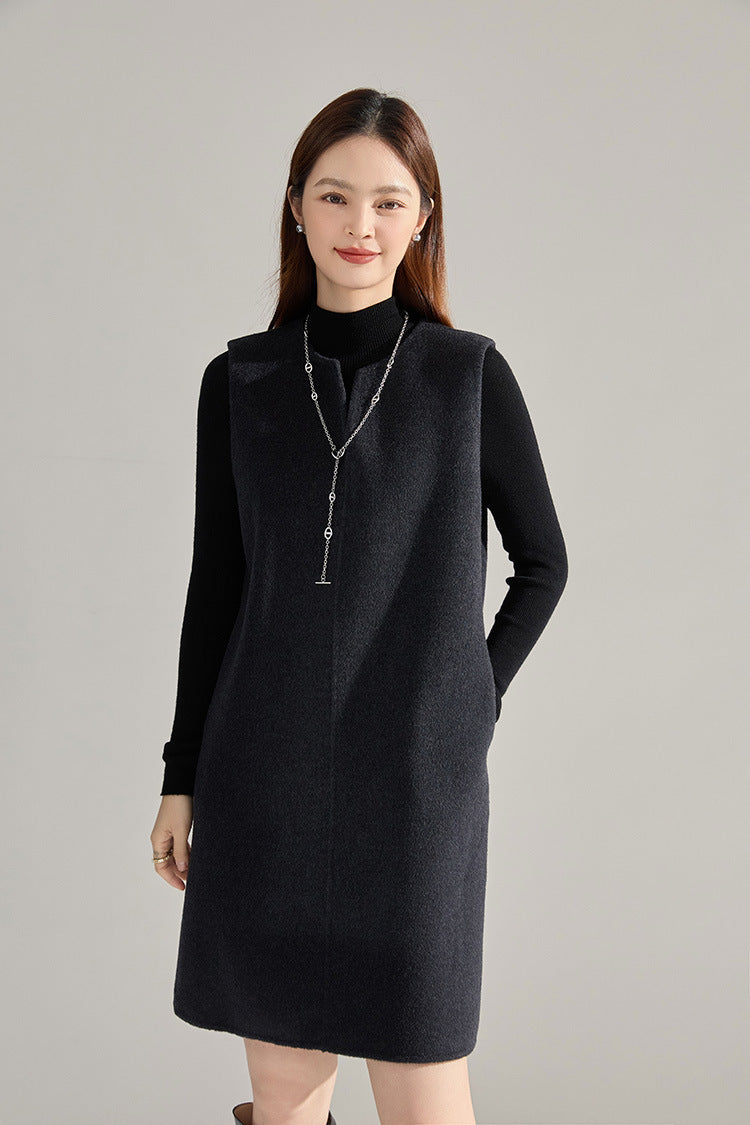Double-Sided Cashmere Tencel Wool Sleeveless Dress – Short & Long Options