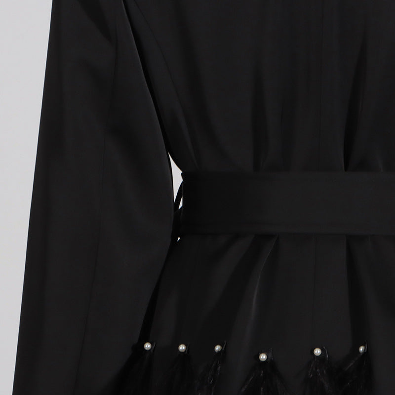 Elegant Sparkle Feather-Detail Mini Dress