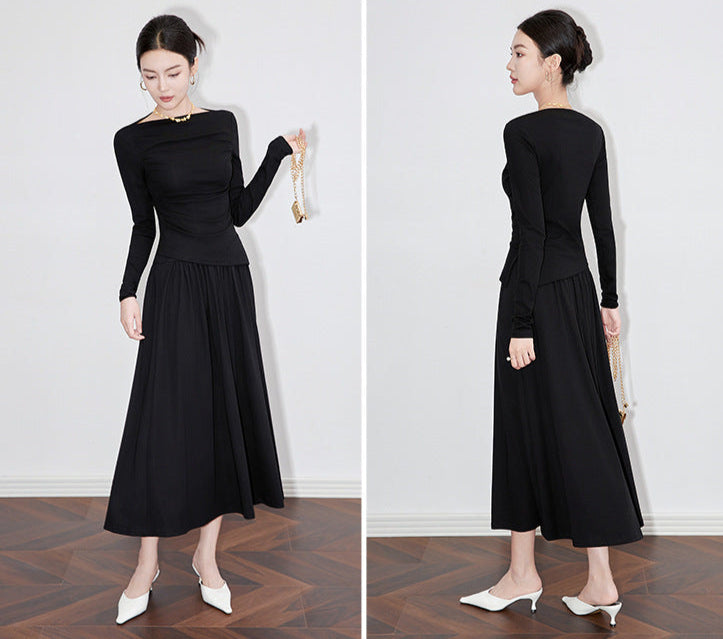 One-Shoulder Long Sleeve Two-Piece Set