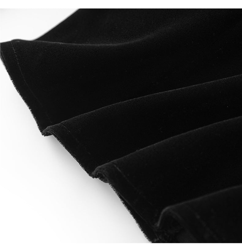 Velvet Contrast French Bow-Tie Slimming Blouse