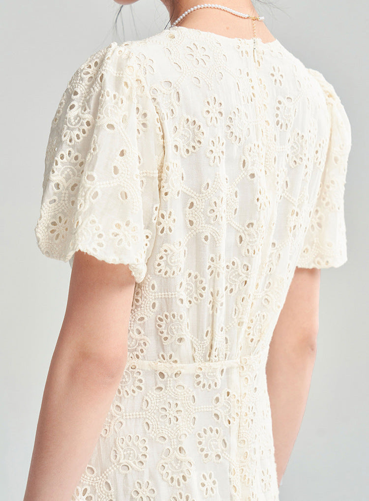 Moonlight Embroidered Summer Dress – Tencel Elegance