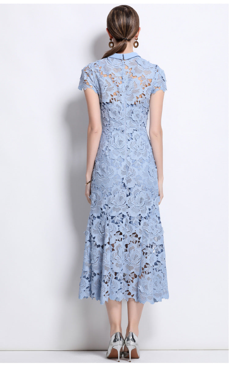 Lace High Neck Midi Dress