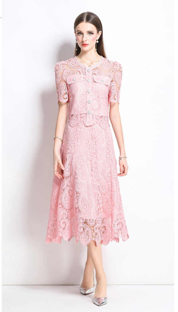 Retro Waterproof Lace Two-Piece Set