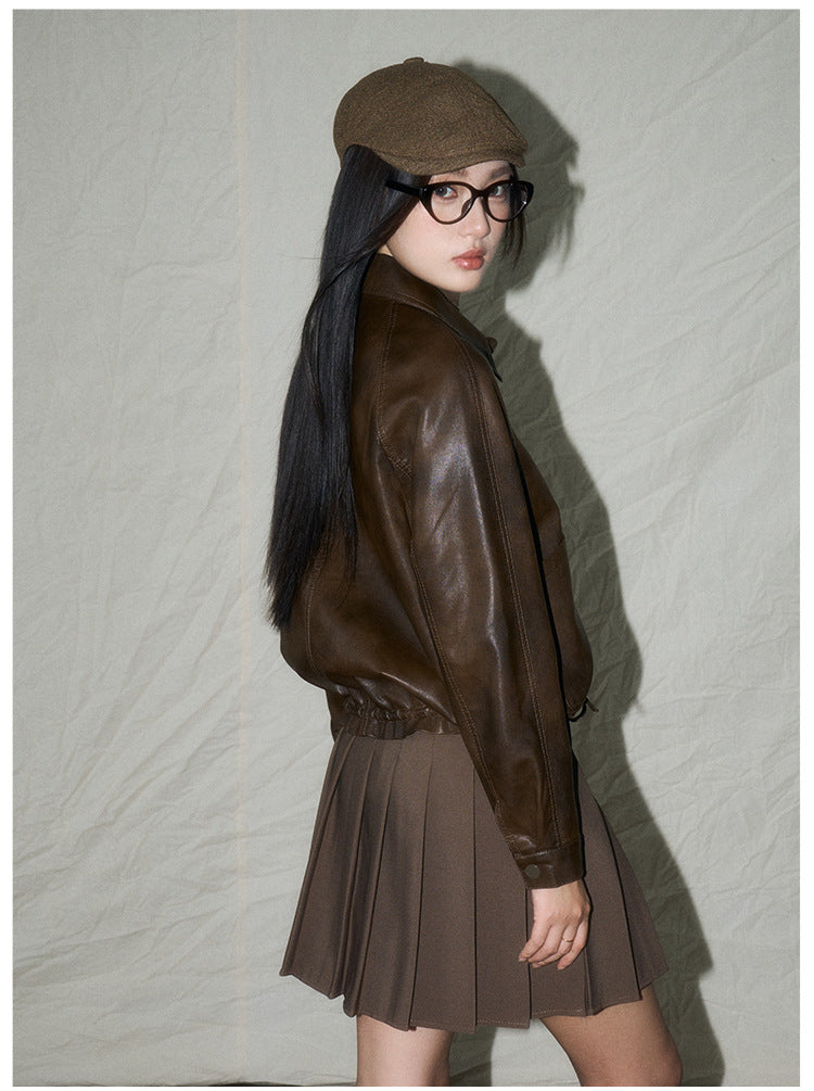 Ruched Retro Moto-Style Jacket