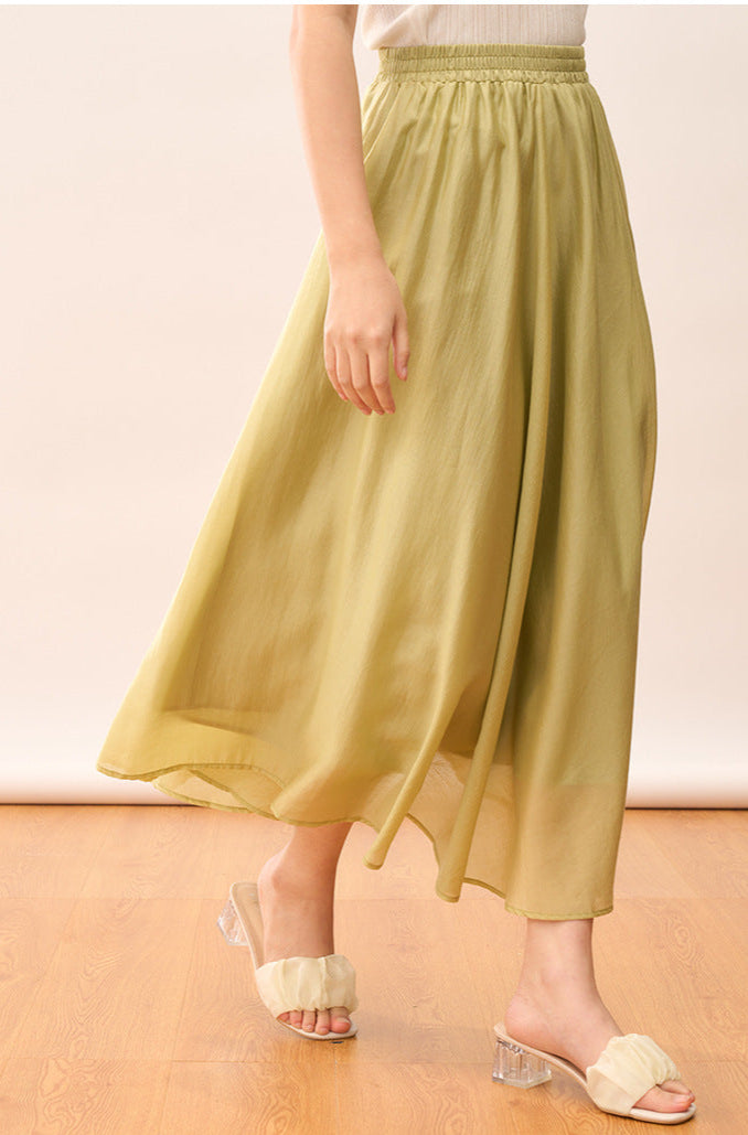 High-Waisted Lightweight A-Line Tencel Skirt
