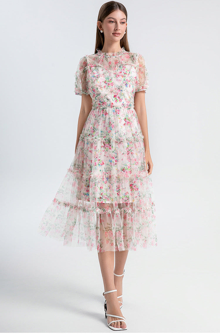 Floral Tulle Midi Dress