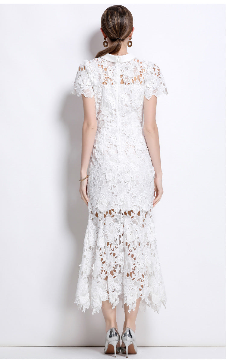 Lace High Neck Midi Dress