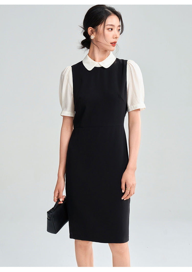 Black & White Contrast Midi Dress