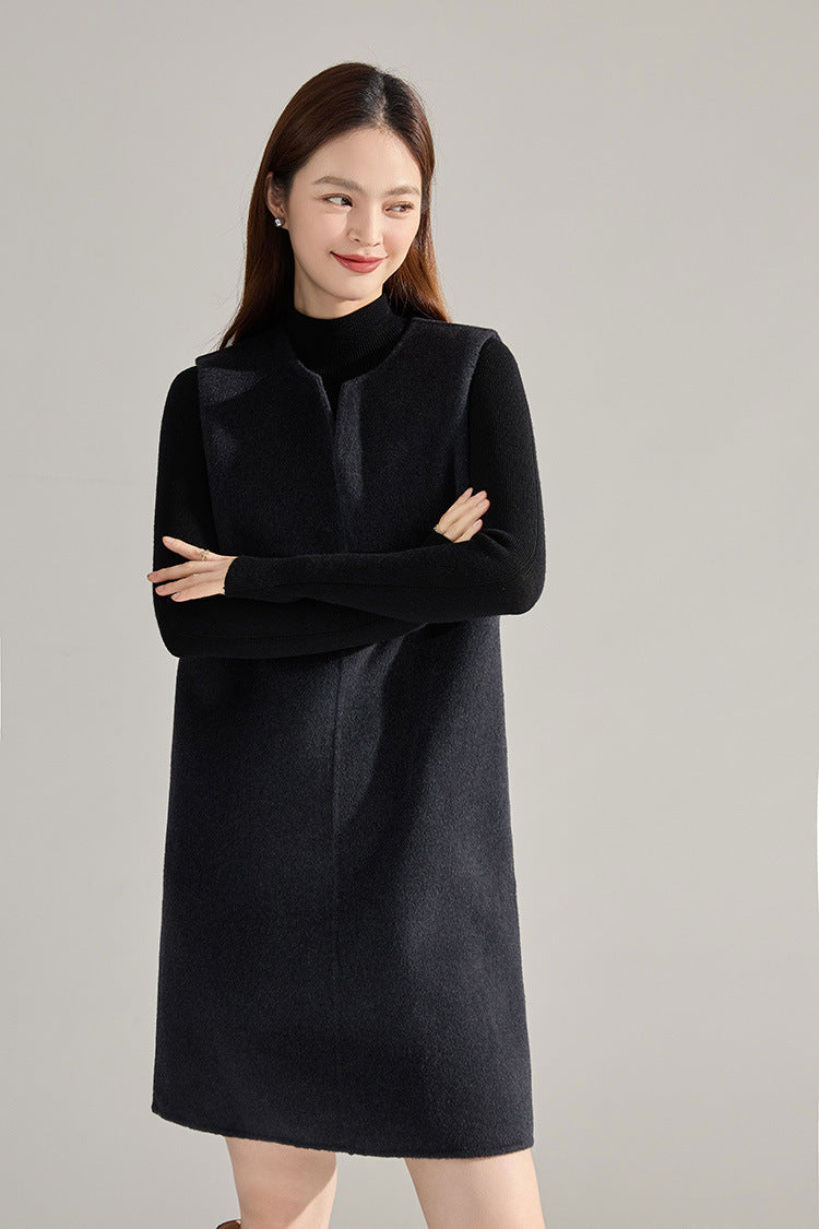 Double-Sided Cashmere Tencel Wool Sleeveless Dress – Short & Long Options