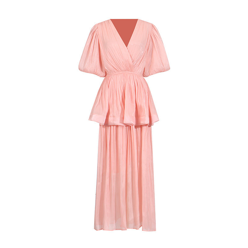Retro Ruffle Elegance Maxi Dress – Summer Feminine Charm