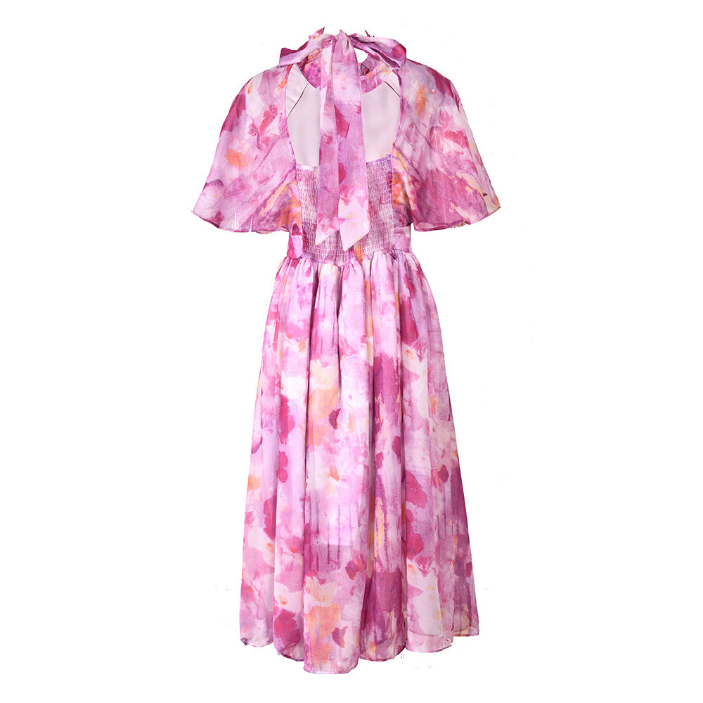 "Sea of Flowers" Backless Midi Dress – Romantic Vintage Charm