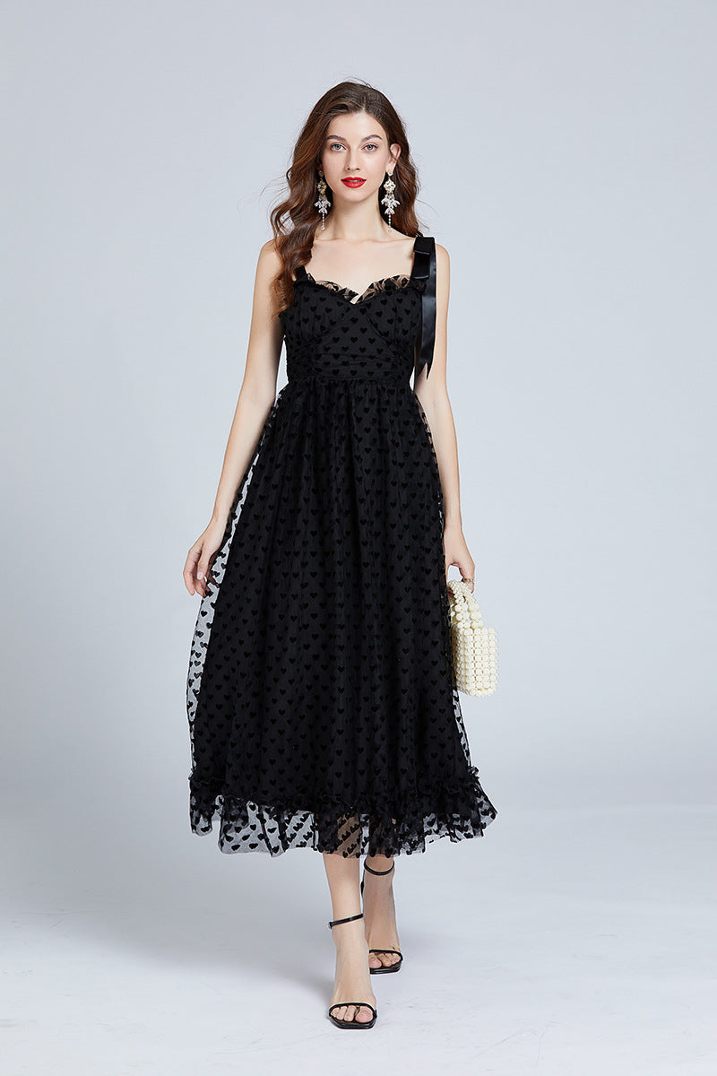 Love Dots Ruffled Maxi Dress – Adjustable Straps