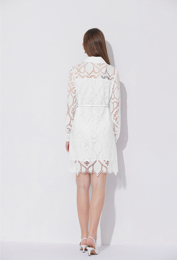 Modern Lace Polo Collar Dress