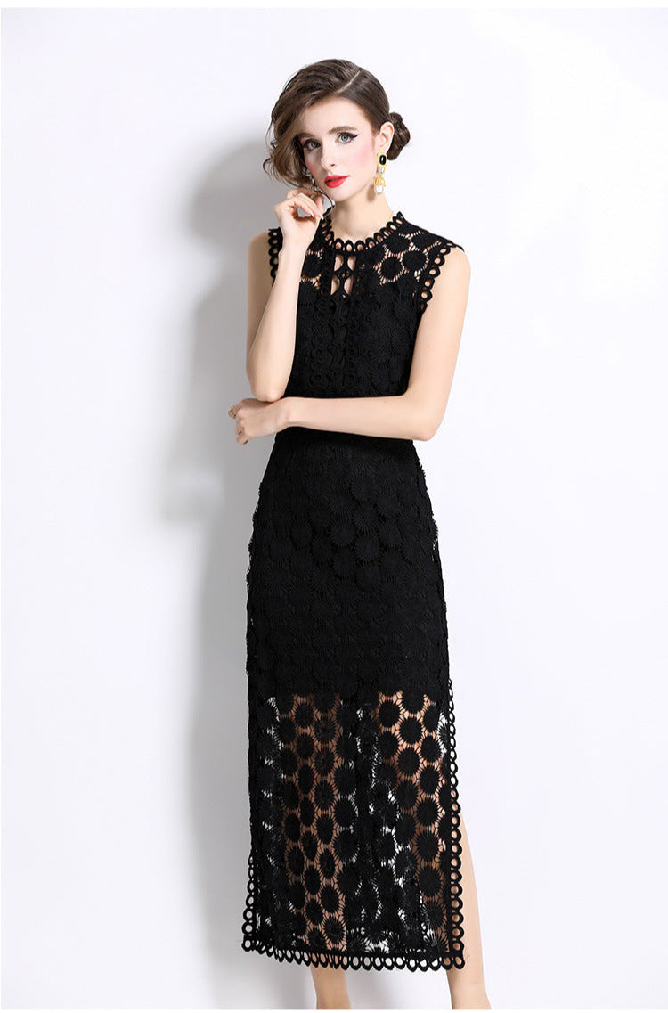 Lace Detail Two-Piece Maxi Dress Set