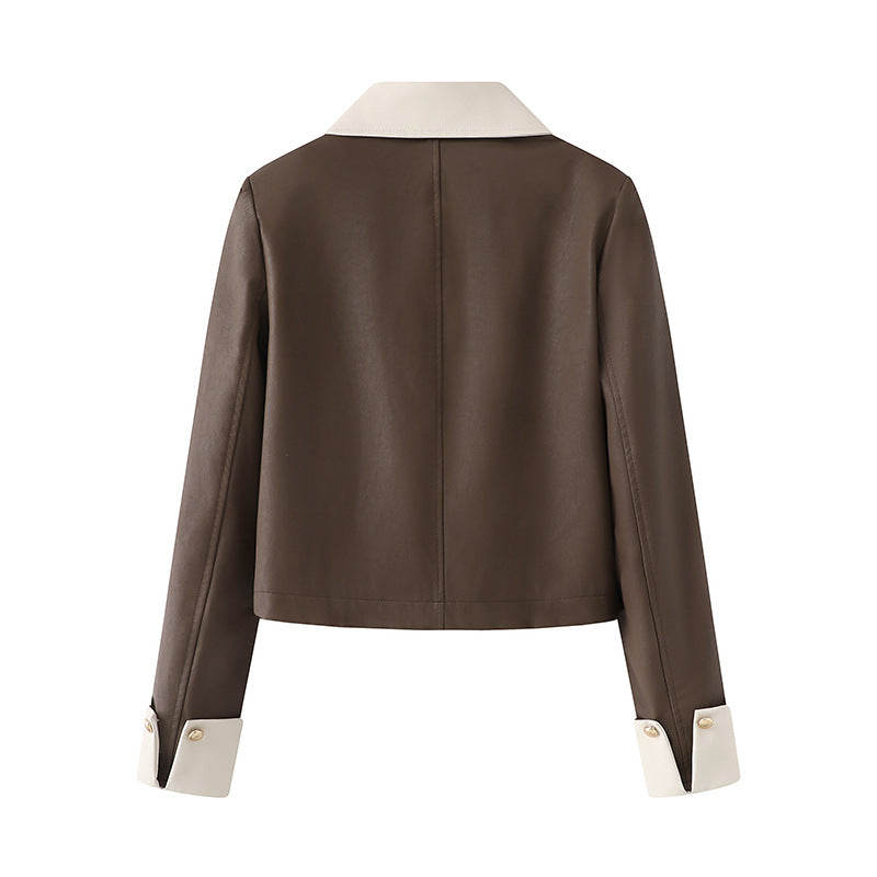 Cropped Faux Leather Jacket – Retro-Inspired Biker Style