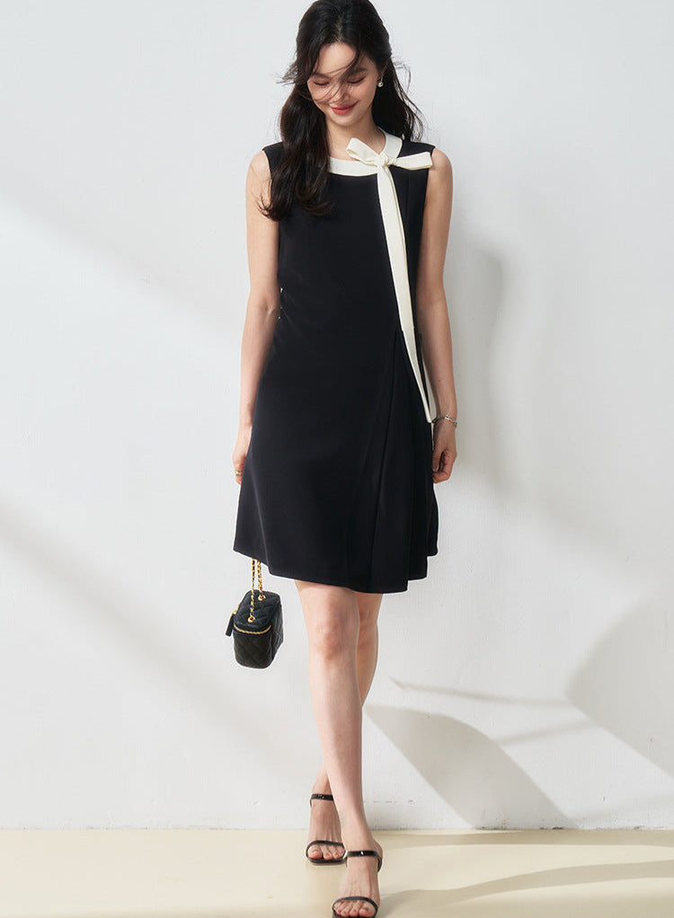 Contrast Bow Strap Midi Dress