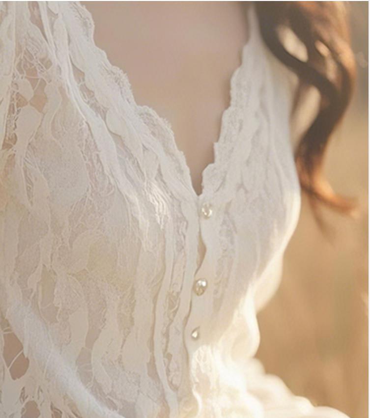 French Lace Detail White Spring Blouse