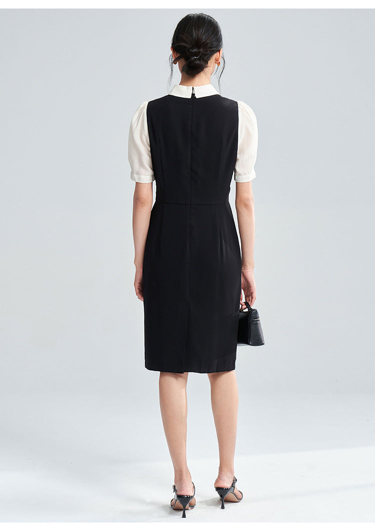 Black & White Contrast Midi Dress