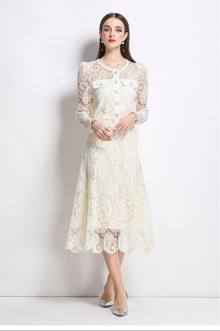 Retro Waterproof Lace Two-Piece Set
