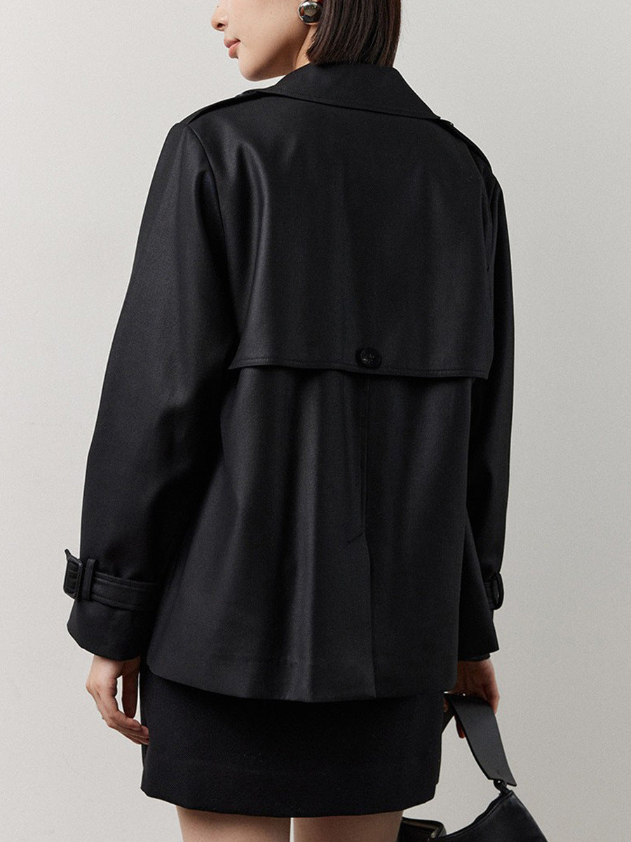 Double-Breasted Short Trench Coat – Timeless Urban Elegance