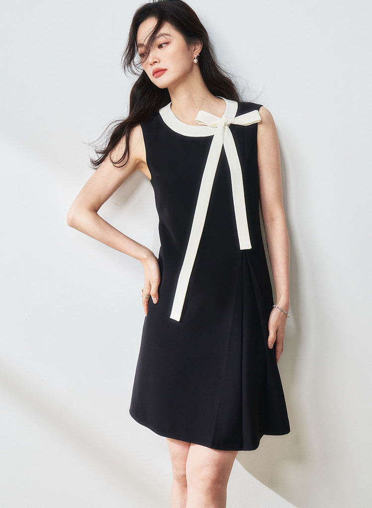 Contrast Bow Strap Midi Dress