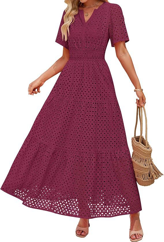 Everyday Long V-Neck Dress with Lace Layers