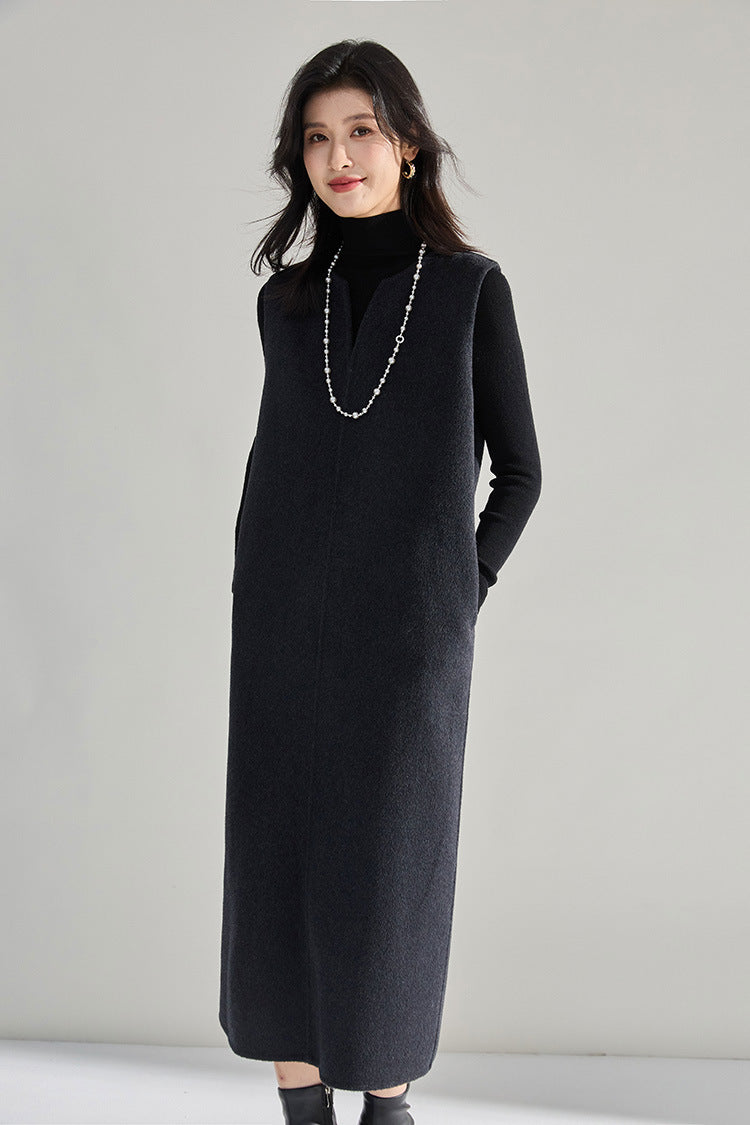 Double-Sided Cashmere Tencel Wool Sleeveless Dress – Short & Long Options