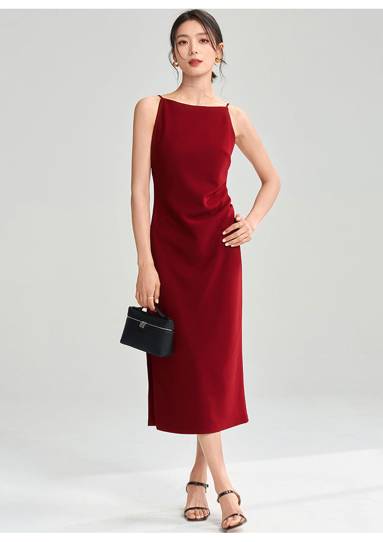 Sleek Red Fitted Midi Dress