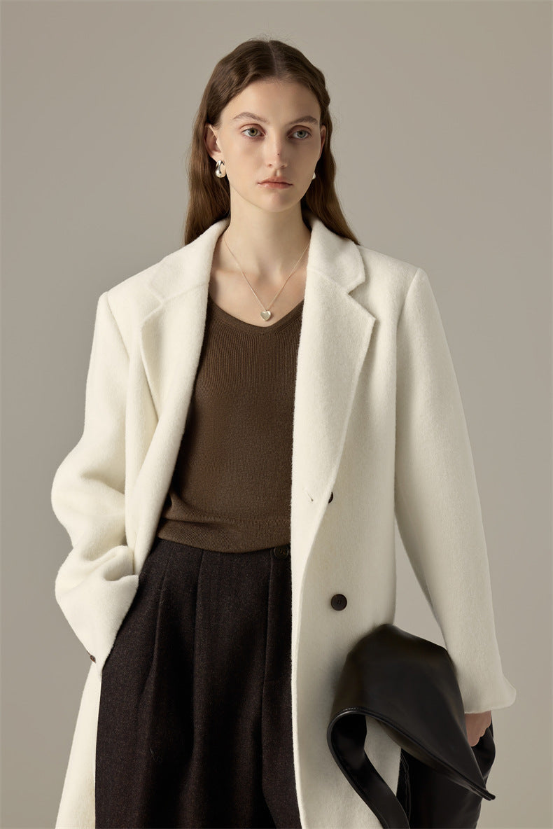 Cashmere Wool Structured Shoulder Coat – Timeless Elegance for Cold Days