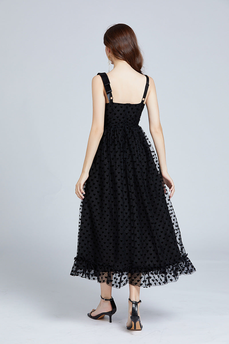 Love Dots Ruffled Maxi Dress – Adjustable Straps