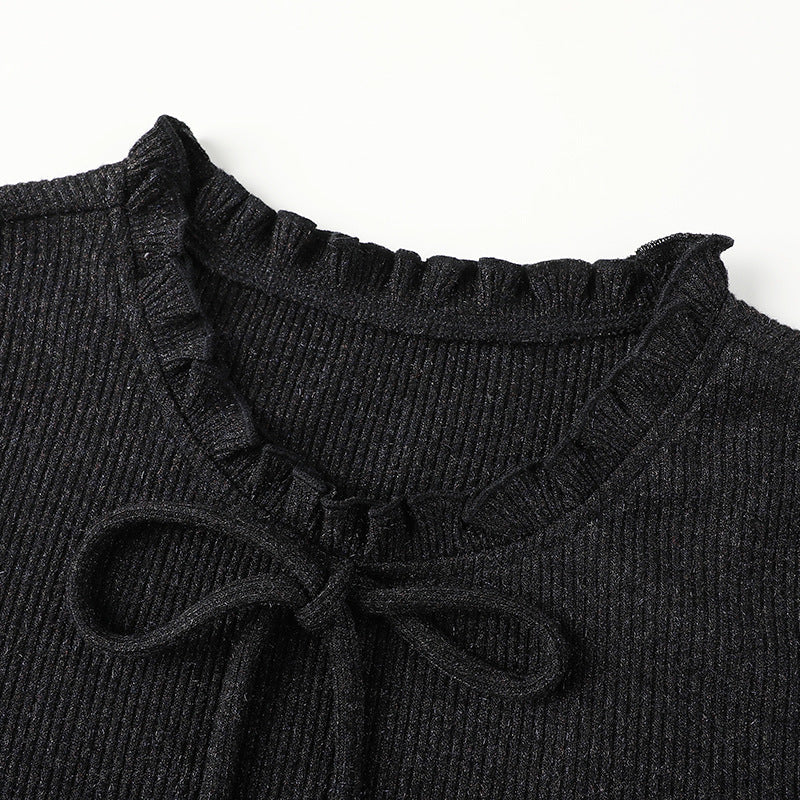 Slim Fit Knit Top with Flared Cuff Details – Long Sleeve Elegance