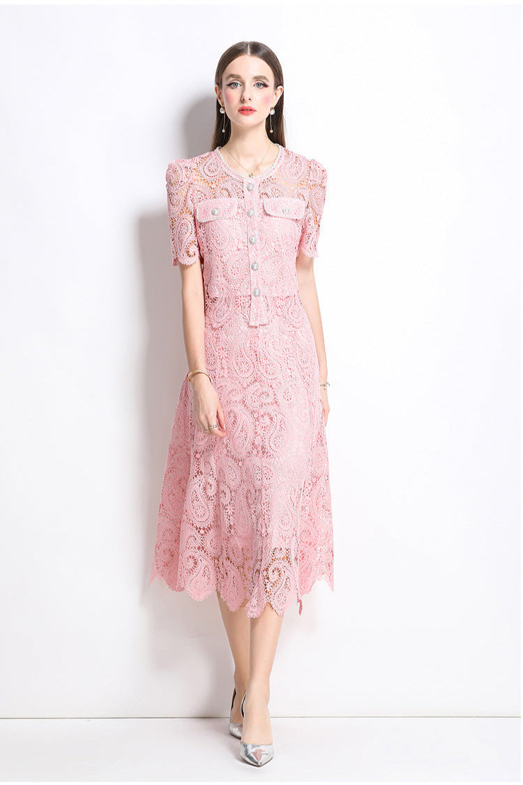 Retro Waterproof Lace Two-Piece Set