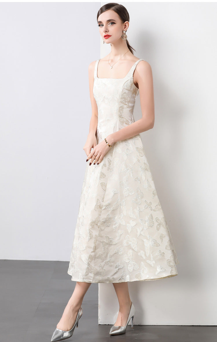 Graceful Swan Sleeveless Midi Dress