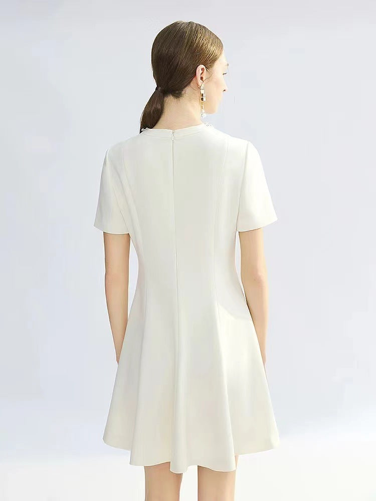 Round Neck Embellished Waist Dress