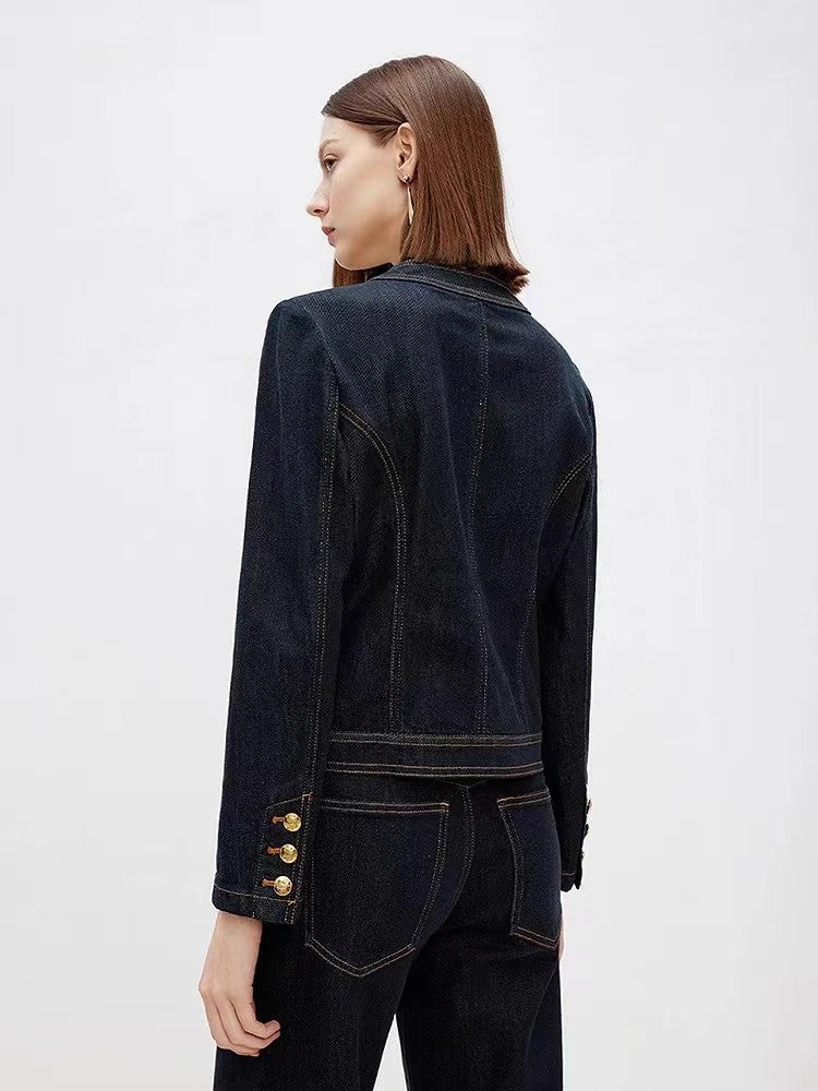 Navy Short Denim Jacket