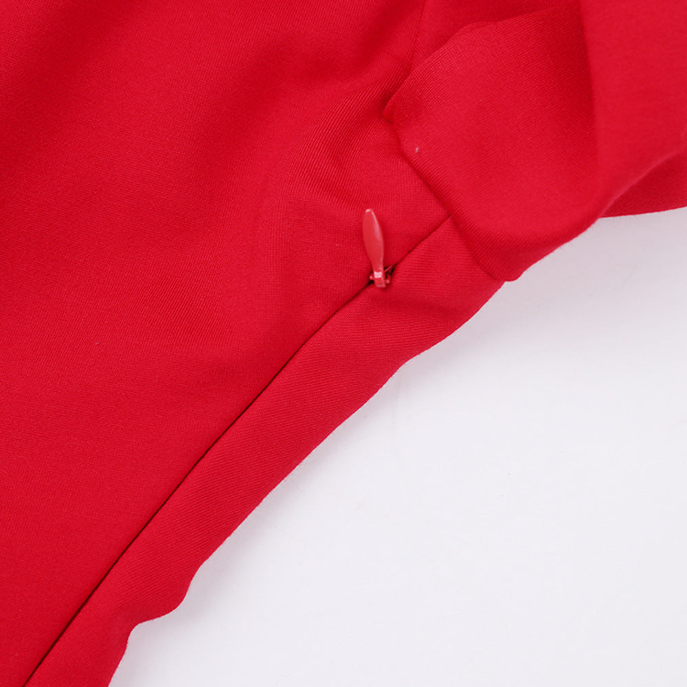 One-Shoulder Asymmetric Hem Red Maxi Dress