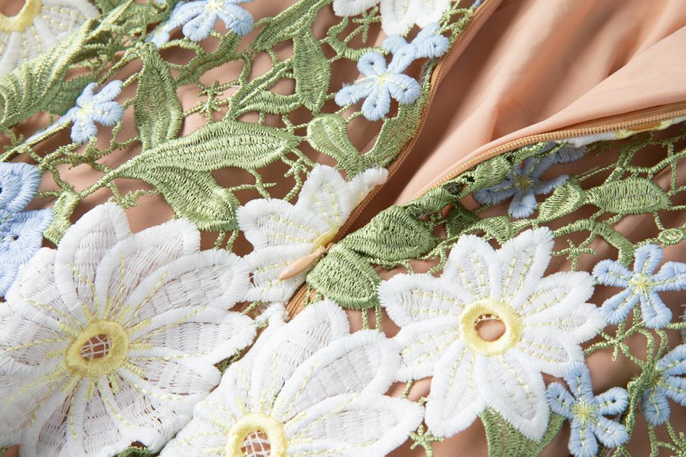 Embroidered One-Shoulder Green Maxi Dress