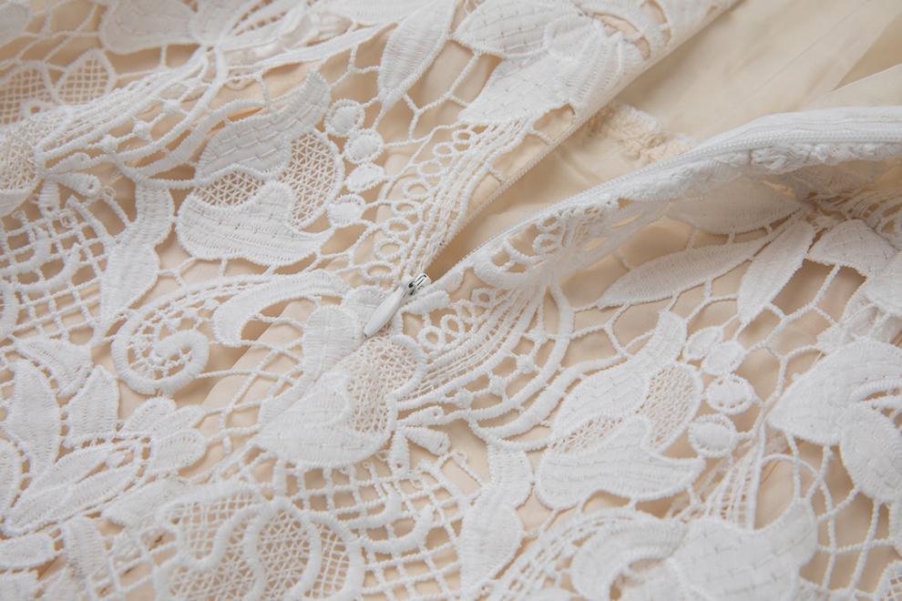 Goddess-Style White Lace Maxi Dress