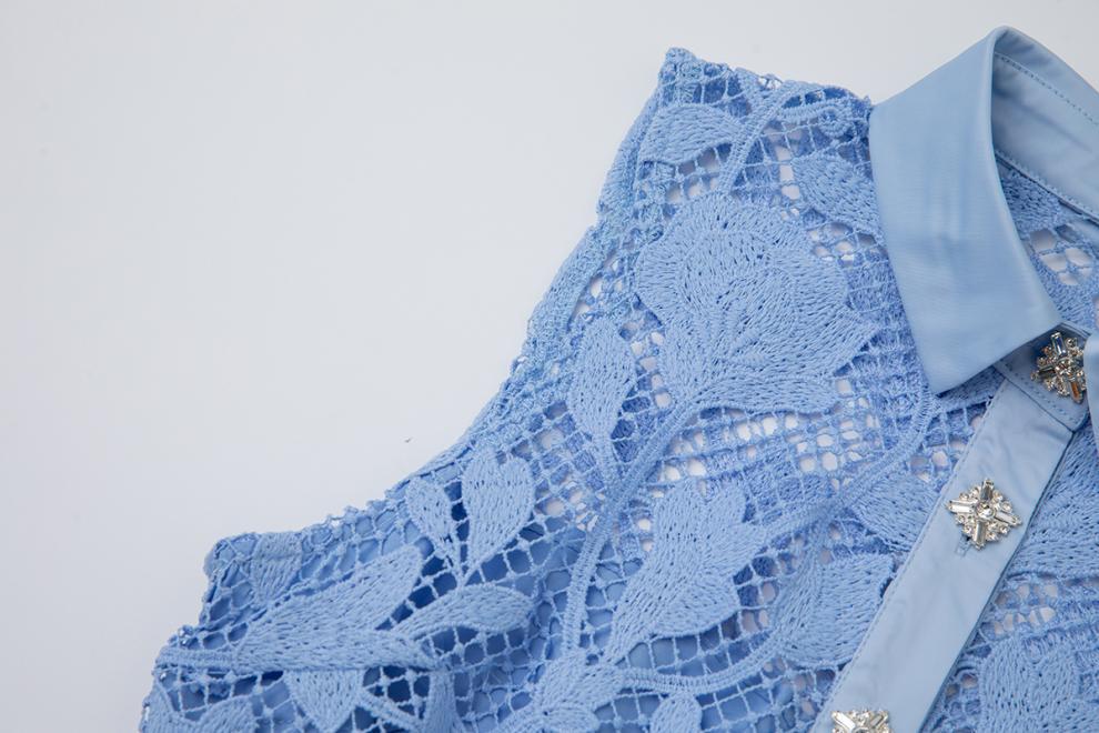 Shirt-Style Lace Midi Dress