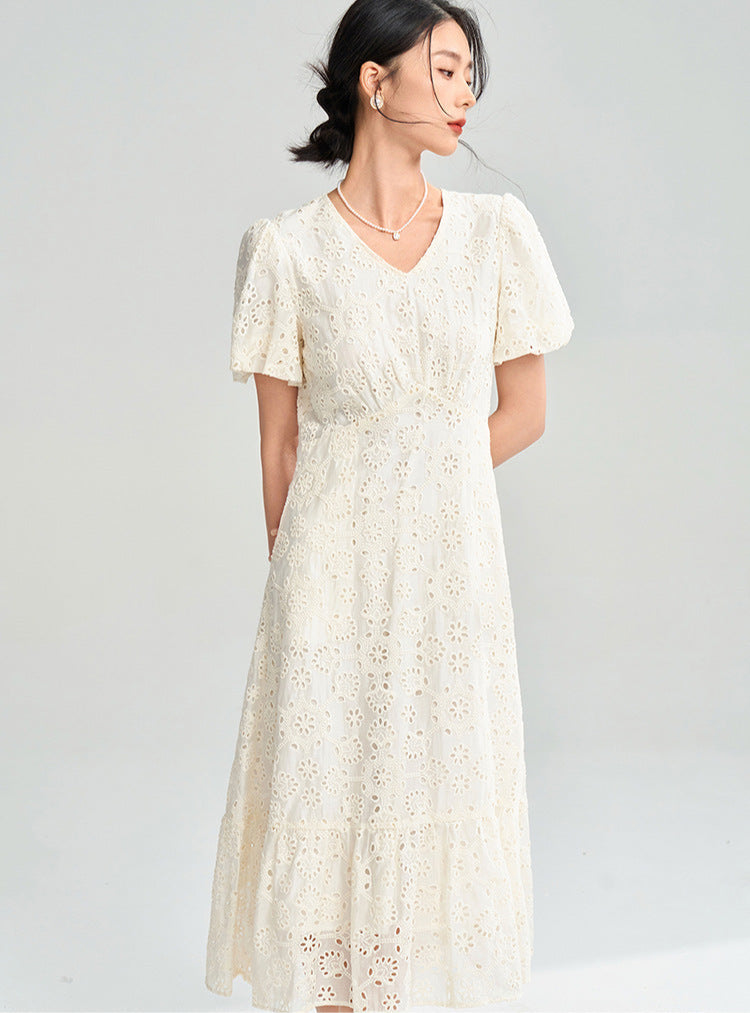 Moonlight Embroidered Summer Dress – Tencel Elegance