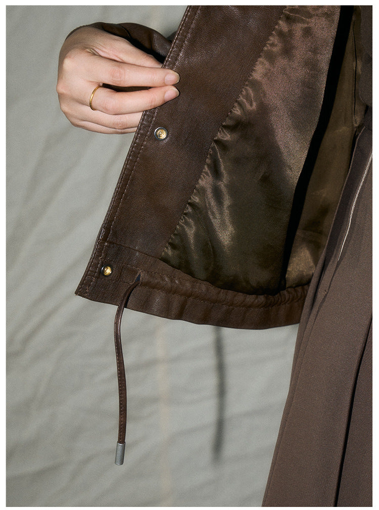 Ruched Retro Moto-Style Jacket
