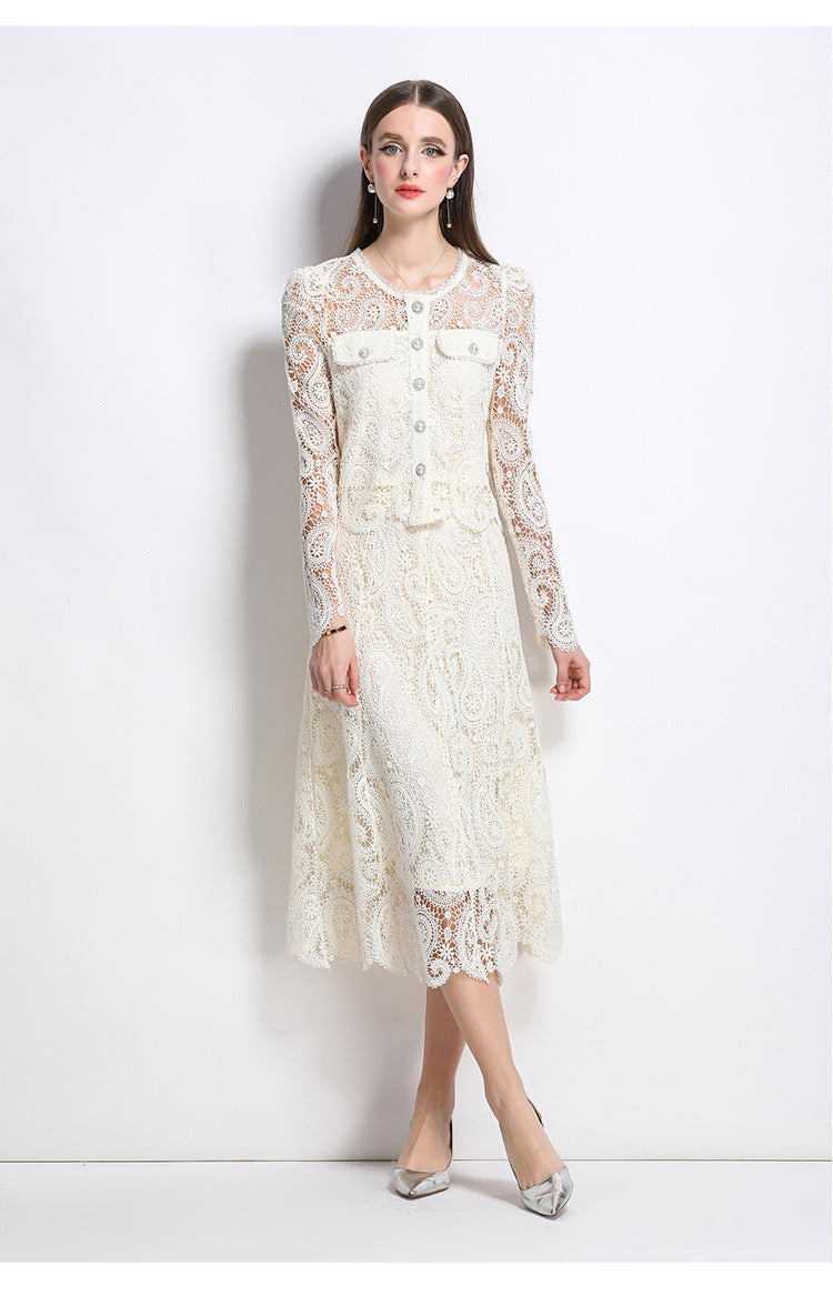 Retro Waterproof Lace Two-Piece Set