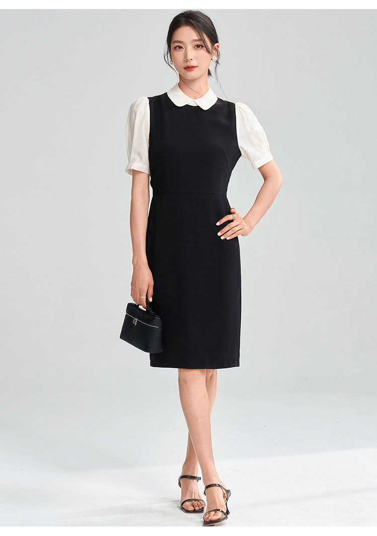 Black & White Contrast Midi Dress