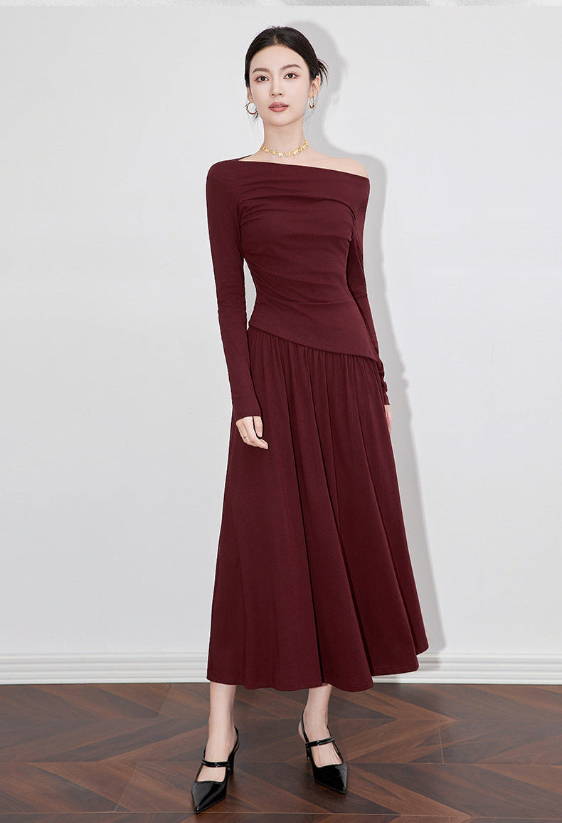 One-Shoulder Long Sleeve Two-Piece Set